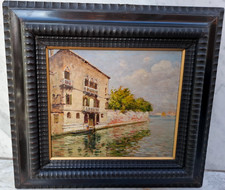 EMILIO SALMINI 1861-1942  ' PALAZZO VENETO CON BARCAIOLO ' VENEZIA-CHIOGGIA