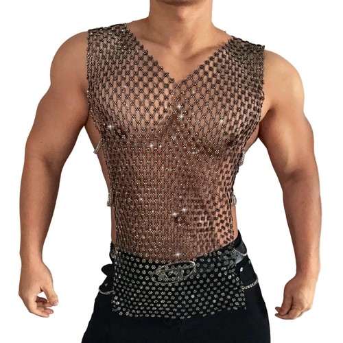Canotta uomo sexy paillettes