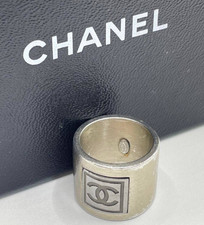 Anello CHANEL logo Coco Mark tono argento misura US6,5 vintage 04P con scatola ottimo
