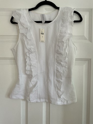 Top anthropologie bianco con - anthropologie,