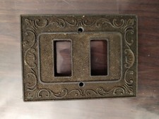 PLACCHETTA VINTAGE INTERRUTTORE 2 POSTI DUE PULSANTI LUCI PLACCA MOSTRINA