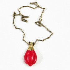 Collana lunga Sarah Coventry vintage rosa tulipano tempo