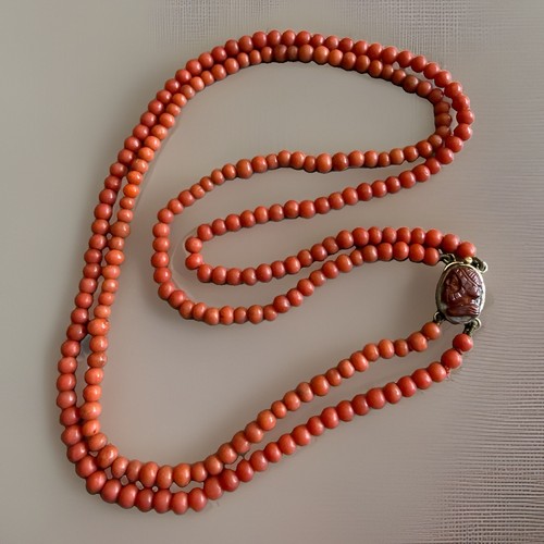 Collana corallo antico doppio