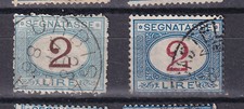 regno 1870/1903 segnatasse  alto valore 2 lire - le due tirature