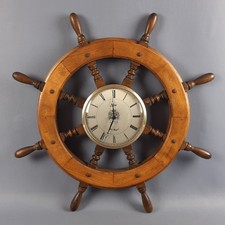 Orologio Da Parete Navale A Forma Di Timone Navale In Legno Vintage Anni ‘60