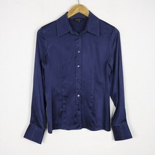 Camicia Luisa Spagnoli Taglia 42 Donna Logo Comodo Seta Pratico Tinta Unita Blu