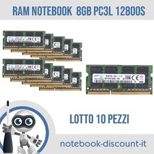 LOTTO 10 PEZZI di RAM  per Notebook 8GB PC3L 12800s MEMORIA RAM SODIMM DDR3 1600