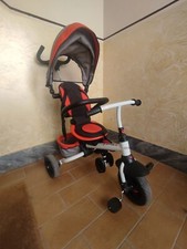 Triciclo per Bambini Passeggino 4in1 a Spinta con Maniglione Direzionabile Rosso