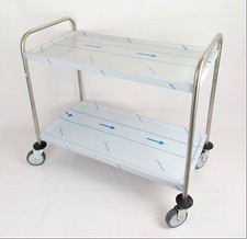 CARRELLO MENSA IN ACCIAIO INOX A 2 PIANI STAMPATI 100x50x94CM