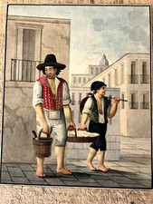 MESTIERI NAPOLETANI UNA BELLISSIMA SERIE DI OTTO TEMPERE META' 800 LA SECONDA