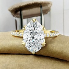 Anello da sposa in oro giallo 18 kt ovale 0,5 carati massiccio semimontato di...