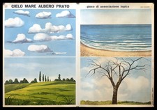 1970 * Manifesto, Poster Arte "Poster Educativo CIELO MARE ALBERO PRATO LOGICA-