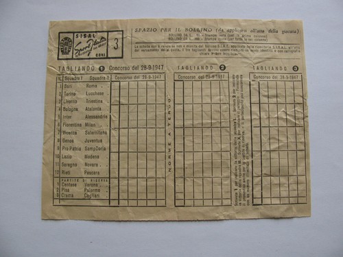 Totocalcio schedina non - totocalcio,