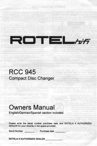 Rotel rcc 945 changer - rotel, rcc-945