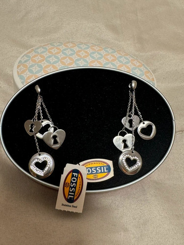 Orecchini fossil donna acciaio - orecchini,