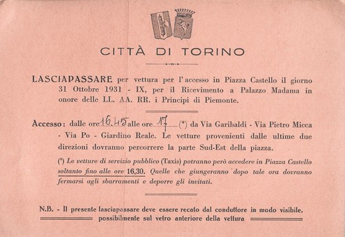 Lasciapassare torino 31 - -,