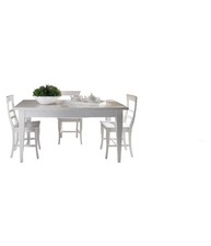 TAVOLO SHABBY ALLUNGABILE GAMBA A SPILLO LEGNO MASSELLO BIANCO L.180 P.90 H.80.