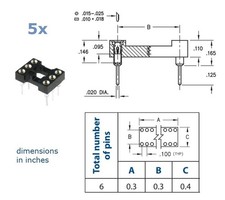 5x Ninigi Gold-6P, DIP6, zoccolo di precisione per integrati a 6 pin