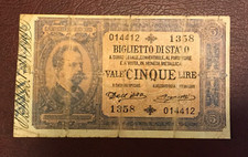 5 LIRE VITTORIO EMANUELE III EFFIGIE UMBERTO 1901 1904 MEDIOCRE QUASI MB CVFRA