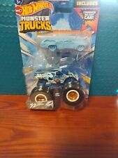 2024 Hot Wheels Monster Trucks 32 GRADI E CARRO SCHIACCIATO FERRO PIATTO 🆕