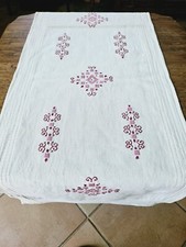 Runner Centro 40x85  cm. Cotone Ricamato A mano Punto Croce tovaglia Tovaglietta