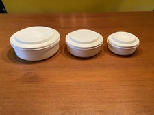 SET 3 CONTENITORI IKEA IN PLASTICA BIANCHI Ø 17, 14 E 11 cm VINTAGE ANNI '90