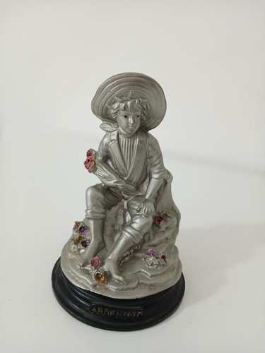 Statuina fanciullo argentato - argentato, e