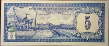 5 GULDEN BANCONOTA ANTILLE OLANDESI E CURAÇAO 1984 UNC FIOR DI STAMPA 