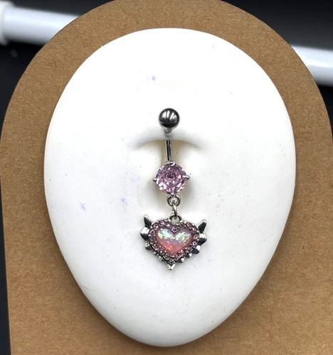 Piercing ombelico cuore rosa - piercing,