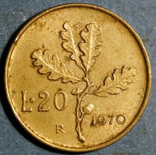 Italy 20 Lire 1970 KM# 97