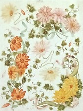 CARTA DA  DECOUPAGE FORMATO CM. 30x40  FIORI GERBERE PZ. 2