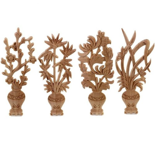 Fiori intaglio legno naturale