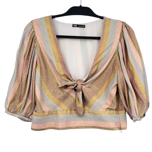 Blusa zara righe metalliche - blusa, a