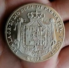 MARIA LUIGIA 5 LIRE 1832 ECCEZIONALE FALSO OTTIMA MANIFATTURA FONDI A SPECCHIO