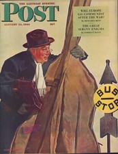 1944 JAN 22 Bass Fiddle Bus Stop SATURDAY EVENING POST COVER ONLY #2 Scott