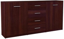 MATKAM Cassettiera, L177xH75xP35cm, 4 Cassetti e 2 Scomparti con Ante, (Wenge)