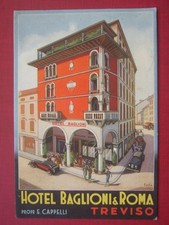 CARTOLINA PUBBLICITARIA  HOTEL BAGLIONI E ROMA  A TREVISO ILLUSTRATA DA  EMKA