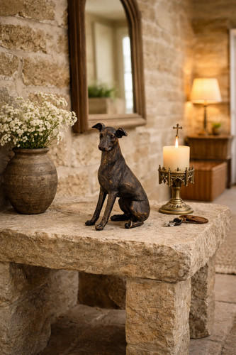 Cold cast bronze whippet - whippet, dog
