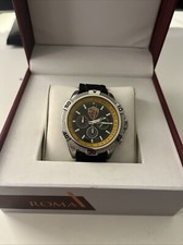 Orologio A.S roma. Color acciaio, quadrante nero e cinturino nero sportivo