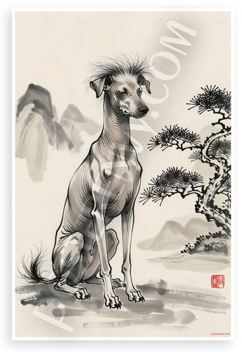 Poster cinese crestato cane