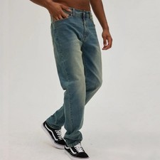 Jeans Uomo regular blu effetto sabbiato denim 5 tasche basic elastic 46-48-50-54