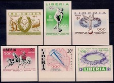 Liberia 1956 Disco Olimpico Cavalli Mappe Stadio Canguro Emu/Uccellini Imperf MNH/2