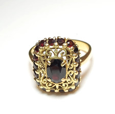 Anello vintage anni '60 con granati in oro massiccio 18k Italia