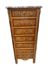 Antica cassettiera 7 cassetti Napoleone III  intarsiata firmata A.  Rossignol...