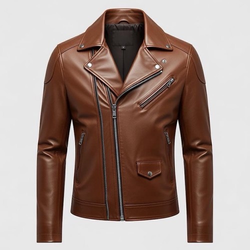 Classic black leather biker - black,
