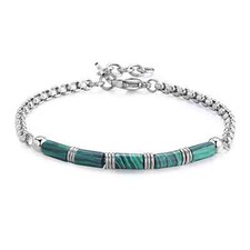 Sagapo Bracciale Uomo Acciaio Catena con Malachite Verde Collezione Riot SRT28