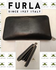 FURLA PORTAFOGLIO CONTINENTAL ZIPPI IN PELLE SPAZZOLATA NERA