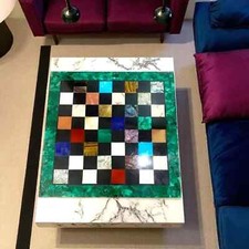 Scacchiera moderna 12" fatta a mano multi pietra preziosa regalo di lusso per papà