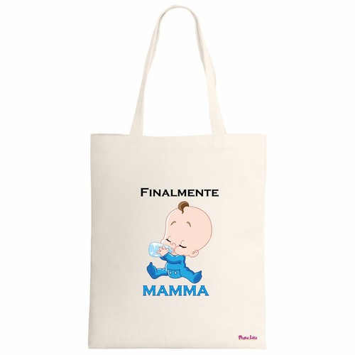 Borsa ecru 34x39 scritta - borsa,