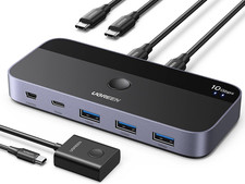 Switch USB C 3.2 10Gbps 4 Porte Switcher 2 Ingressi 4 Uscite 2 PC KVM Interrutto